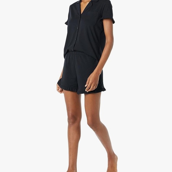 NWT Amazon Essentials Women's Cotton Modal Piped Notch Collar Pajama Top - Picture 1 of 4